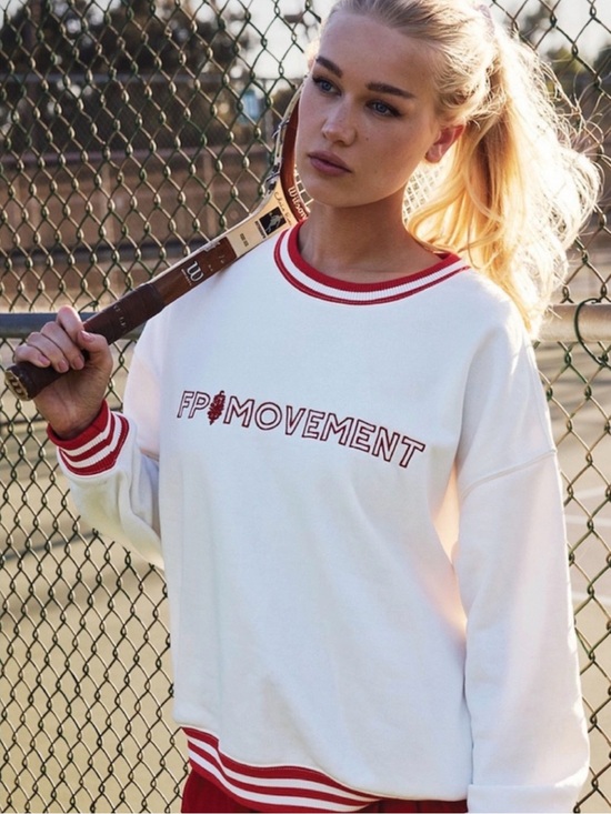 Free People Tops - Free People Movement All Star Collegiate Pullover Logo White Combo Size S NWOT